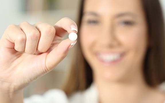 Patient in Corpus Christi showing an oral conscious sedation pill