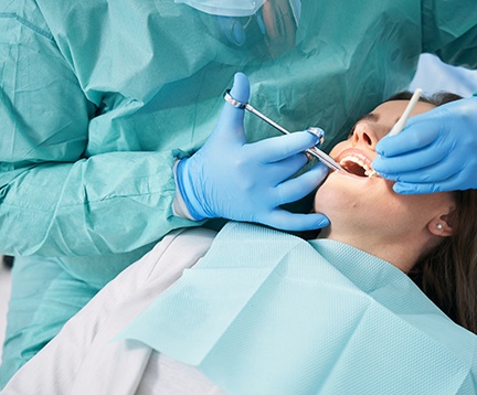 Dental implant patient in Corpus Christi relaxing at dentist