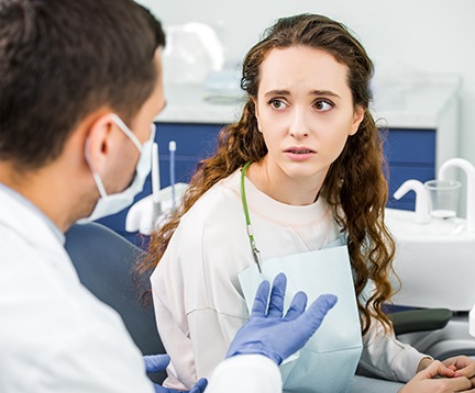 Patient in Corpus Christi talking to dentist about sedation dentistry